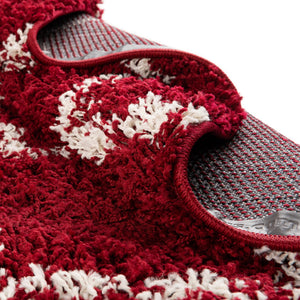 Burgundy Red 6' x 6' Trellis Shag Round Area Rug Thick Soft Touch Fluffy & Plush Shaggy Pile