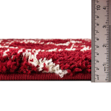 Burgundy Red 6' x 6' Trellis Shag Square Area Rug Thick Soft Touch Fluffy & Plush Shaggy Pile Geometric Modern Unique Carpet for Home Interior Design for Sale at Rug Engine