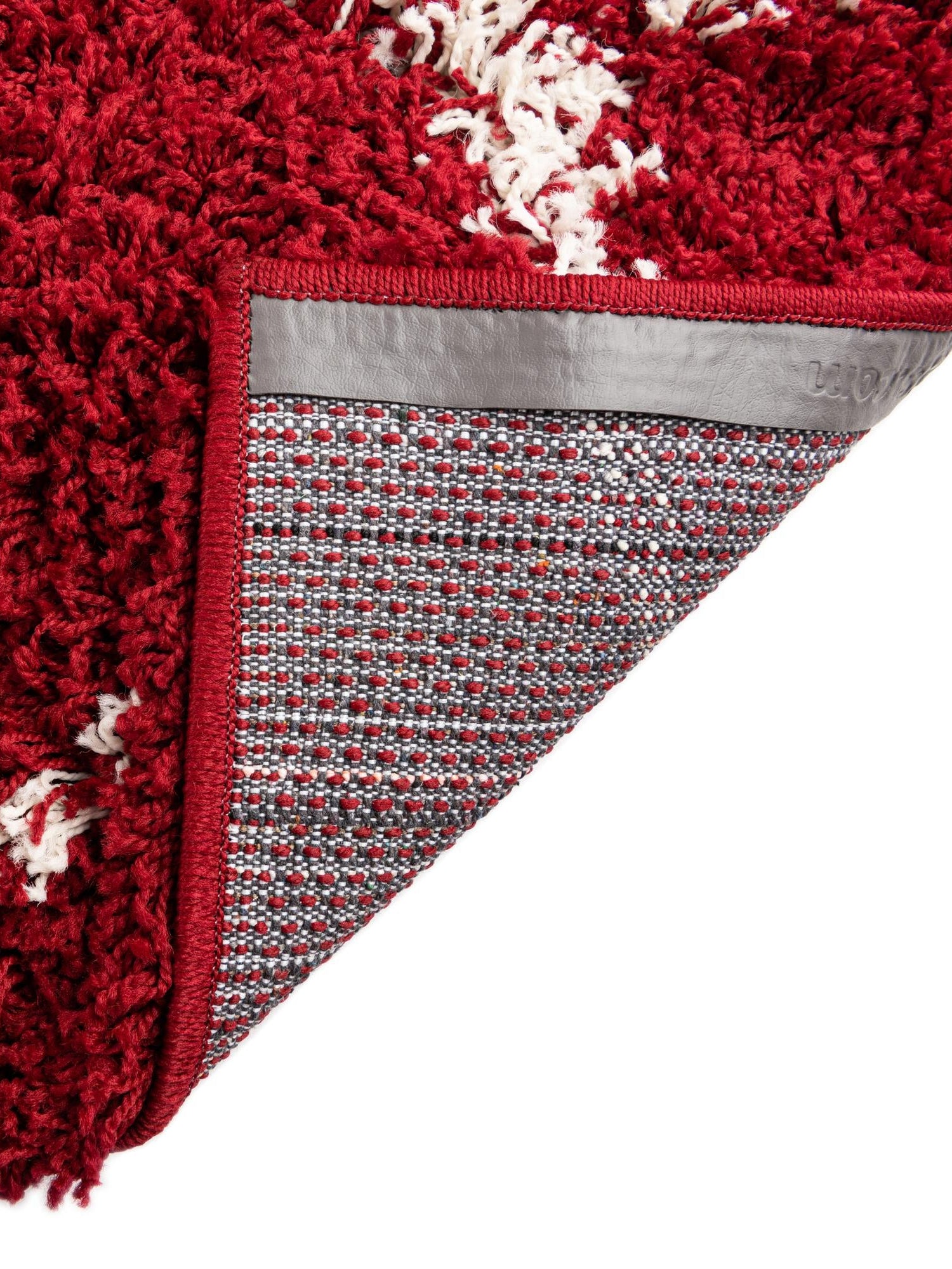 Burgundy Red 5' 3 x 5' 3 Trellis Shag Square Area Rug Thick Soft Touch Fluffy & Plush Shaggy Pile Geometric Modern Unique Carpet for Home Interior Design for Sale at Rug Engine