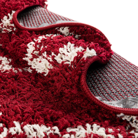 Burgundy Red 7' 10 x 7' 10 Trellis Shag Square Area Rug Thick Soft Touch Fluffy & Plush Shaggy Pile