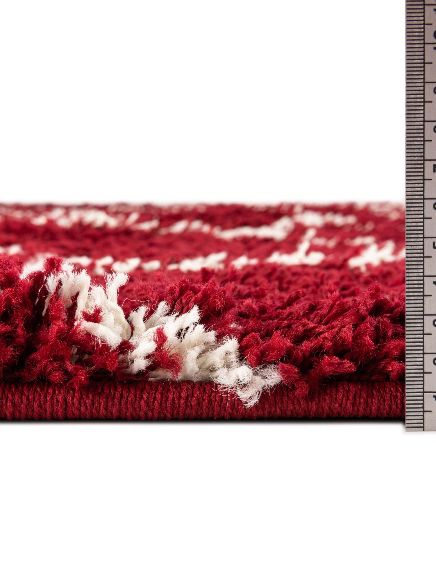 Burgundy Red 2' 7 x 12' Trellis Shag Runner Area Rug Thick Soft Touch Fluffy & Plush Shaggy Pile Geometric Modern Unique Carpet for Home Interior Design for Sale at Rug Engine