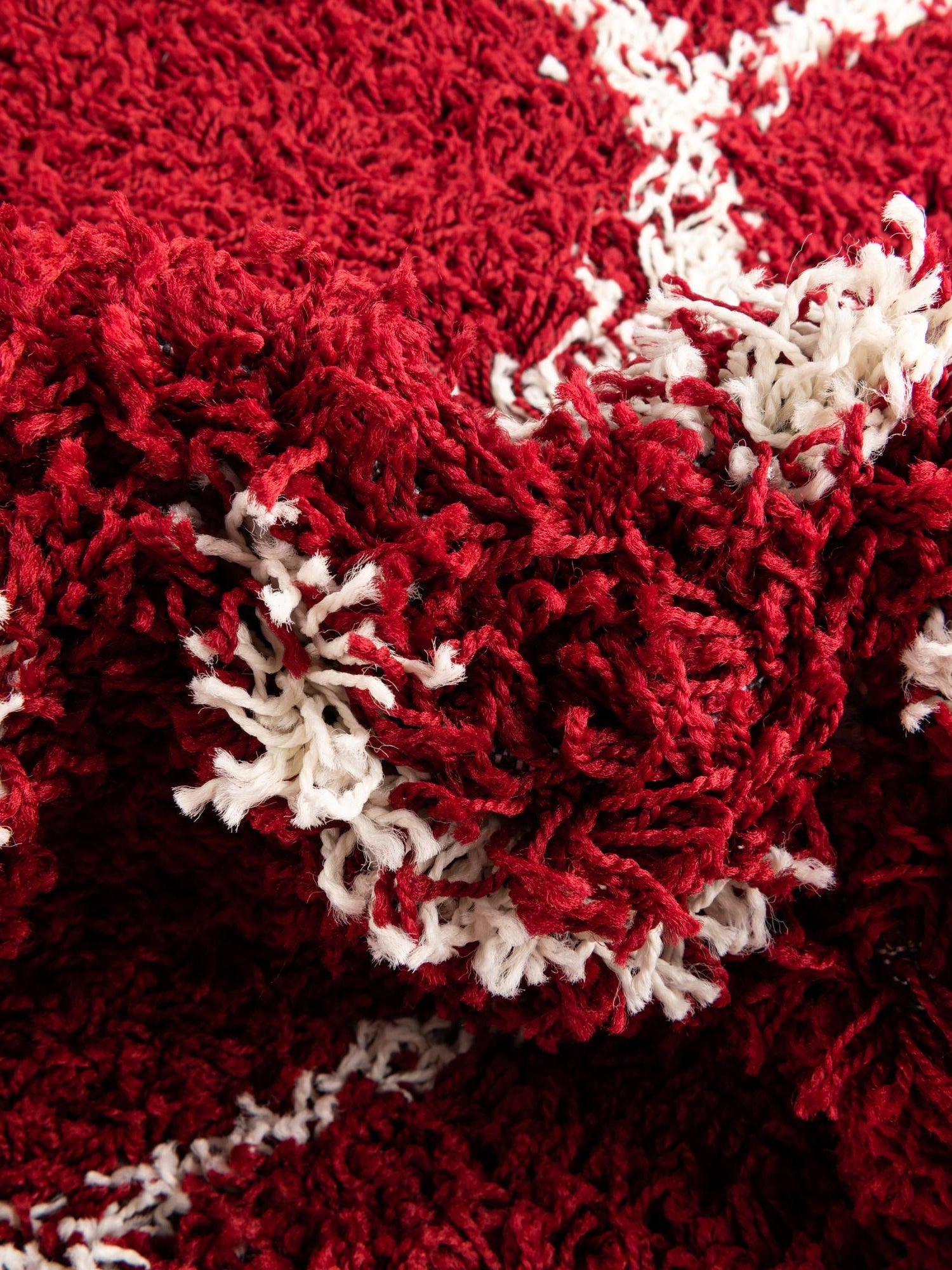 Burgundy Red 2' x 7' Trellis Shag Runner Area Rug Thick Soft Touch Fluffy & Plush Shaggy Pile Geometric Modern Unique Carpet for Home Interior Design for Sale at Rug Engine