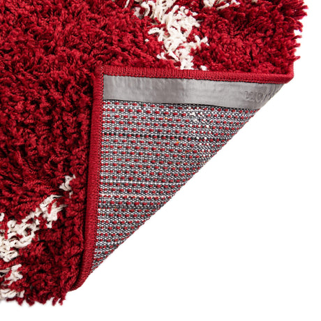 Burgundy Red 2' x 5' Trellis Shag Runner Area Rug Thick Soft Touch Fluffy & Plush Shaggy Pile Geometric Modern Unique Carpet for Home Interior Design for Sale at Rug Engine