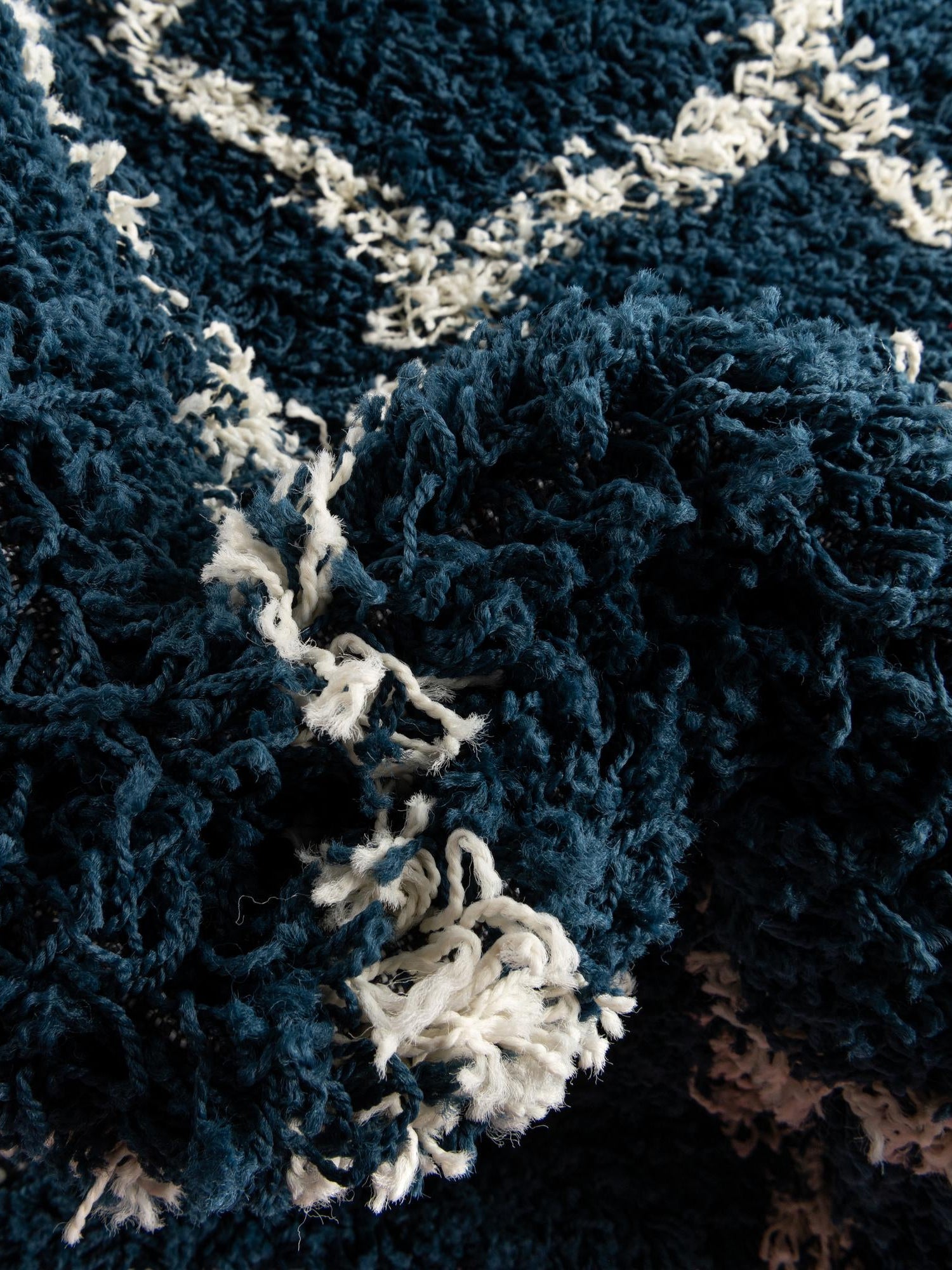 Navy Blue 10' x 13' Trellis Shag Rectangle Area Rug Thick Soft Touch Fluffy & Plush Shaggy Pile Geometric Modern Unique Carpet for Home Interior Design for Sale at Rug Engine