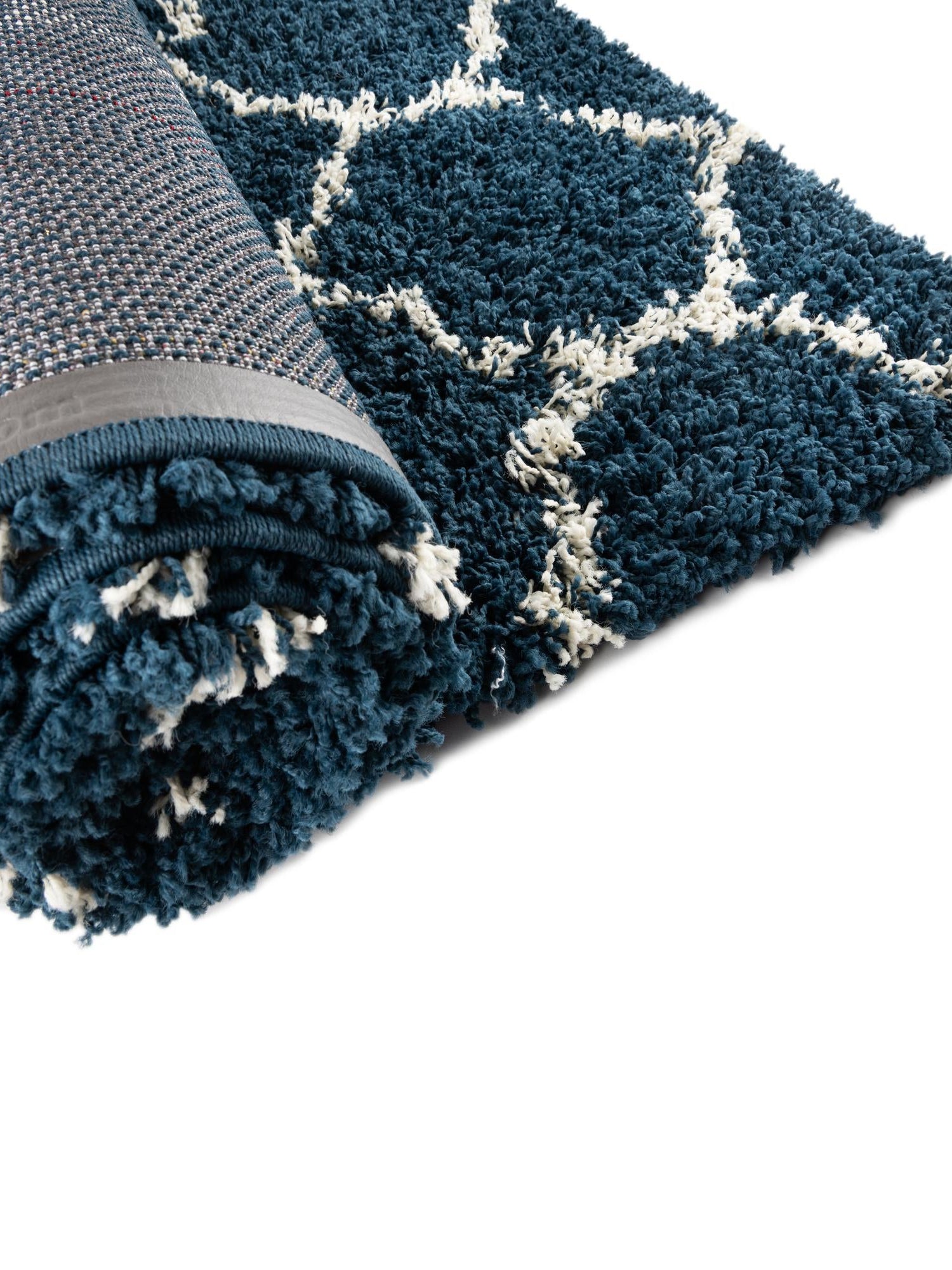Navy Blue 6' x 9' Trellis Shag Rectangle Area Rug Thick Soft Touch Fluffy & Plush Shaggy Pile Geometric Modern Unique Carpet for Home Interior Design for Sale at Rug Engine