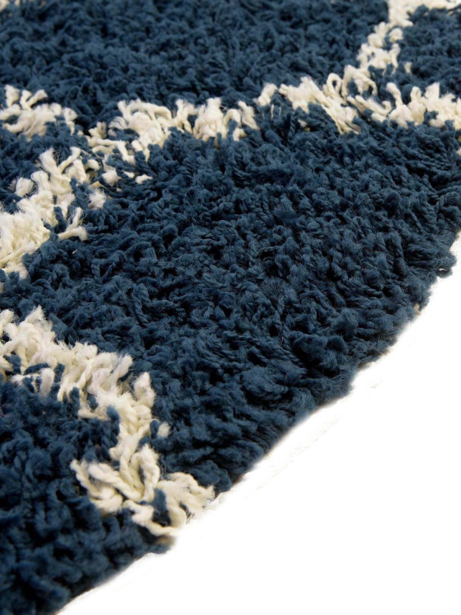 Navy Blue 3' 3 x 3' 3 Trellis Shag Round Area Rug Thick Soft Touch Fluffy & Plush Shaggy Pile Geometric Modern Unique Carpet for Home Interior Design for Sale at Rug Engine