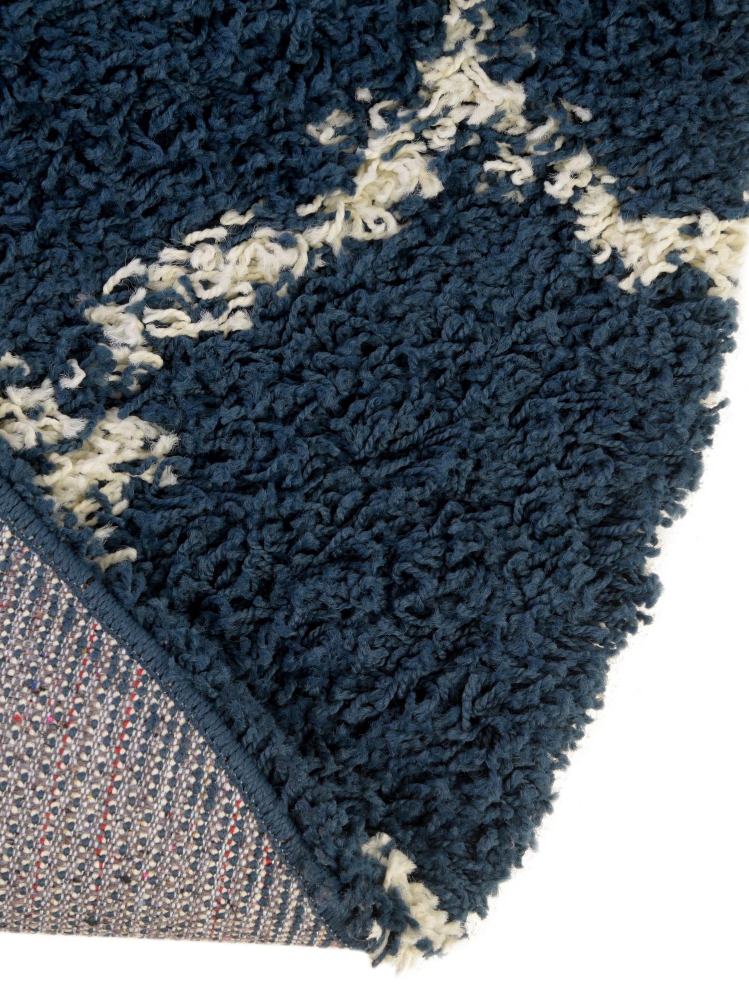 Navy Blue 7' 10 x 7' 10 Trellis Shag Round Area Rug Thick Soft Touch Fluffy & Plush Shaggy Pile Geometric Modern Unique Carpet for Home Interior Design for Sale at Rug Engine