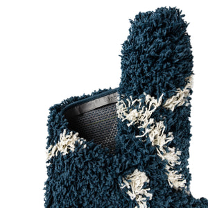 Navy Blue 5' 3 x 5' 3 Trellis Shag Round Area Rug Thick Soft Touch Fluffy & Plush Shaggy Pile