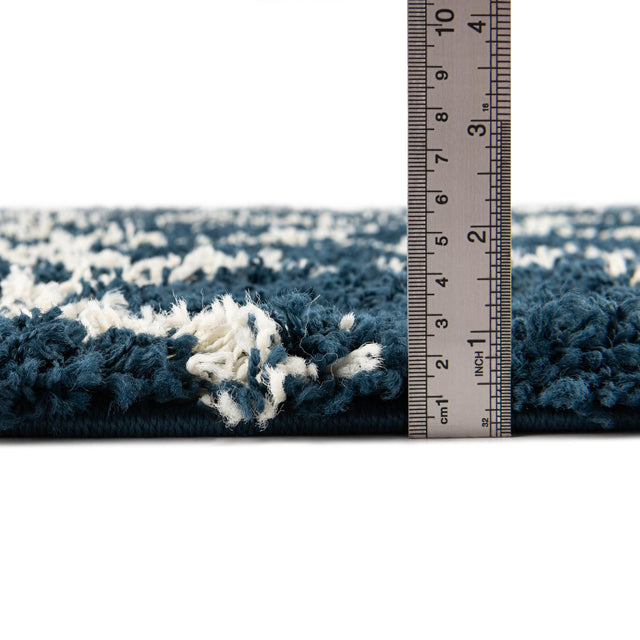 Navy Blue 7' 10 x 7' 10 Trellis Shag Square Area Rug Thick Soft Touch Fluffy & Plush Shaggy Pile