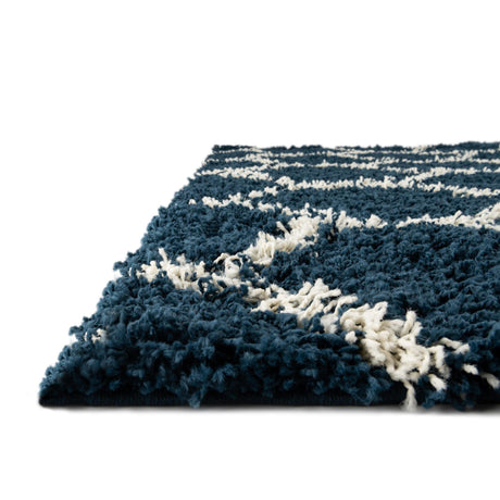 Navy Blue 7' 10 x 7' 10 Trellis Shag Square Area Rug Thick Soft Touch Fluffy & Plush Shaggy Pile Geometric Modern Unique Carpet for Home Interior Design for Sale at Rug Engine