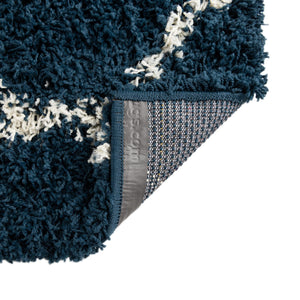 Navy Blue 2' x 7' Trellis Shag Runner Area Rug Thick Soft Touch Fluffy & Plush Shaggy Pile