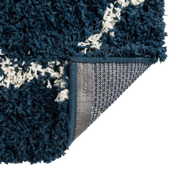 Navy Blue 2' x 7' Trellis Shag Runner Area Rug Thick Soft Touch Fluffy & Plush Shaggy Pile