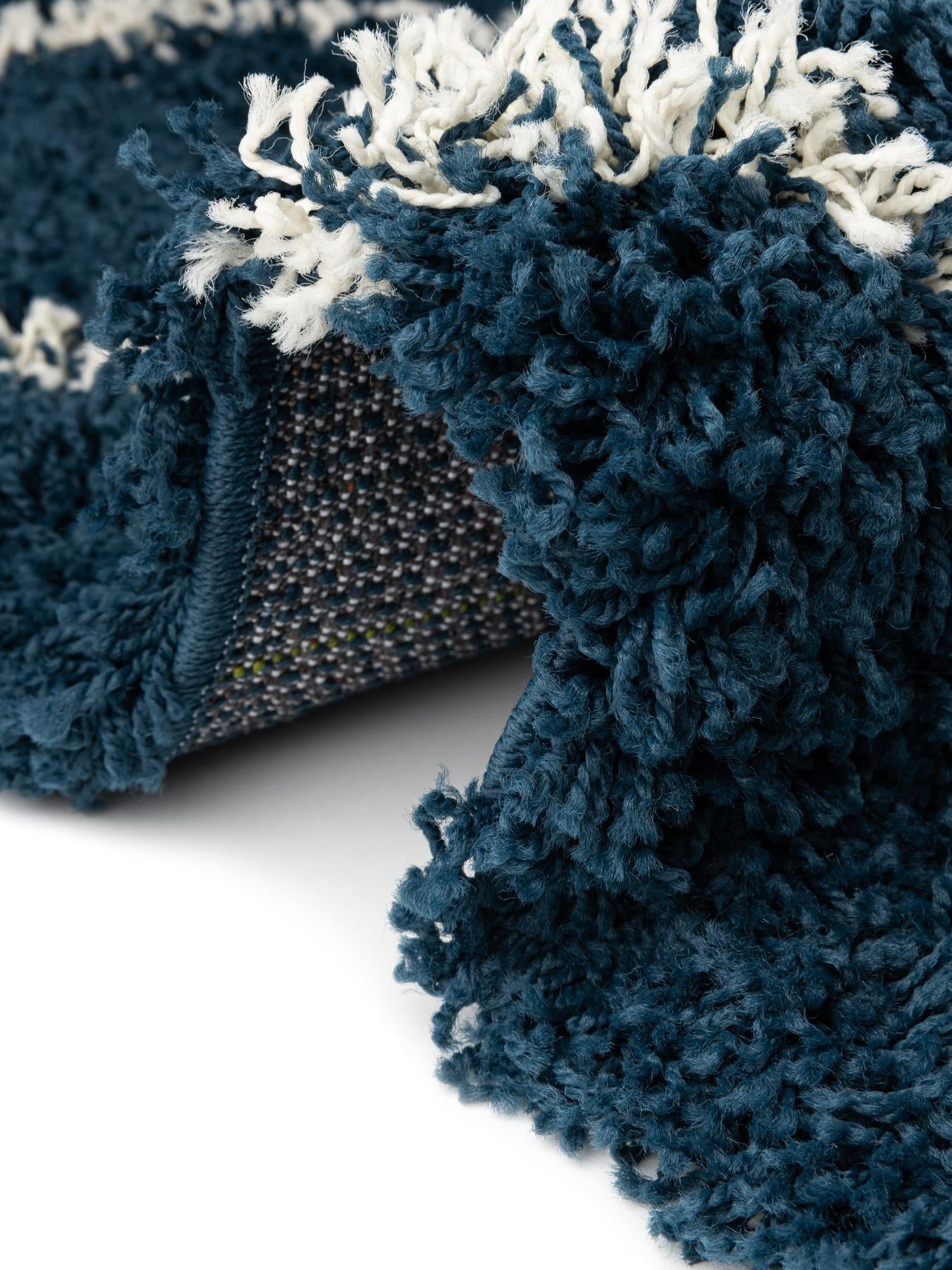 Navy Blue 2' x 7' Trellis Shag Runner Area Rug Thick Soft Touch Fluffy & Plush Shaggy Pile Geometric Modern Unique Carpet for Home Interior Design for Sale at Rug Engine