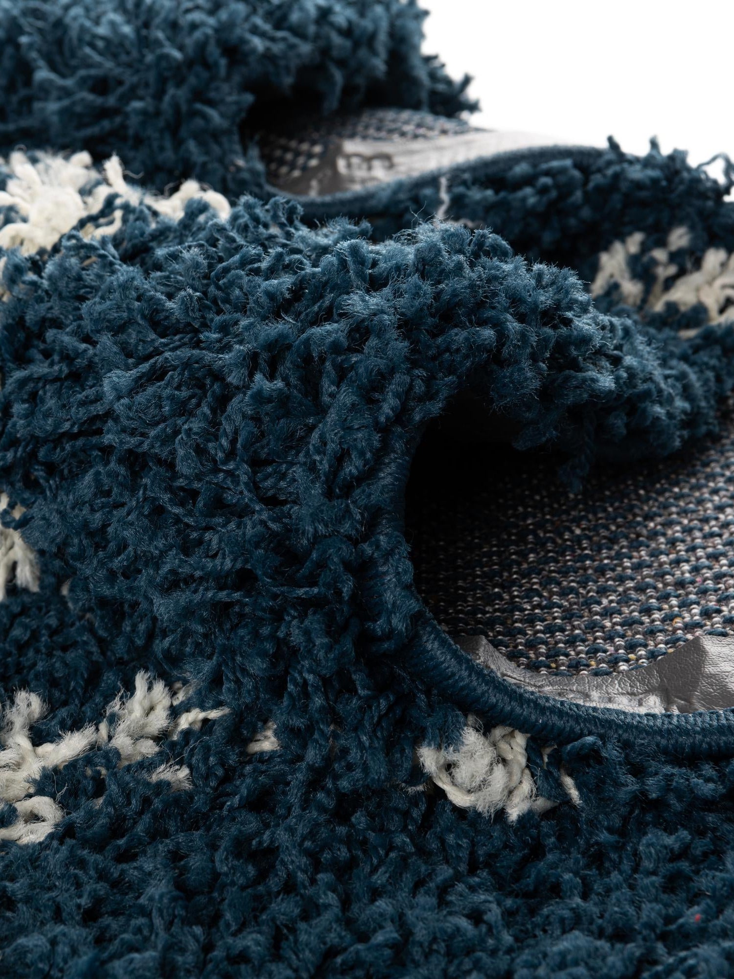 Navy Blue 2' x 7' Trellis Shag Runner Area Rug Thick Soft Touch Fluffy & Plush Shaggy Pile Geometric Modern Unique Carpet for Home Interior Design for Sale at Rug Engine