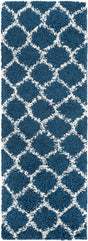 Navy Blue 2' x 6' Trellis Shag Runner Area Rug Thick Soft Touch Fluffy & Plush Shaggy Pile