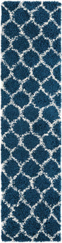 Navy Blue 2' x 8' Trellis Shag Runner Area Rug Thick Soft Touch Fluffy & Plush Shaggy Pile