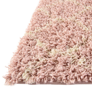 Light Pink 2' x 3' Trellis Shag Rectangle Area Rug Thick Soft Touch Fluffy & Plush Shaggy Pile
