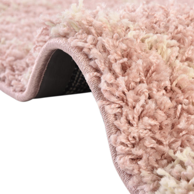 Light Pink 5' 3 x 8' Trellis Shag Oval Area Rug Thick Soft Touch Fluffy & Plush Shaggy Pile