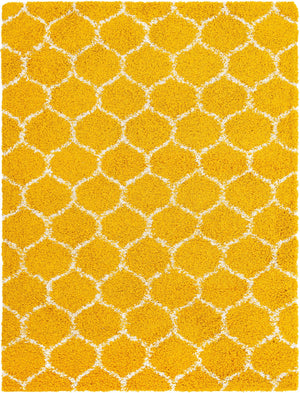Yellow 10' 8 x 14' Trellis Shag Rectangle Area Rug Thick Soft Touch Fluffy & Plush Shaggy Pile
