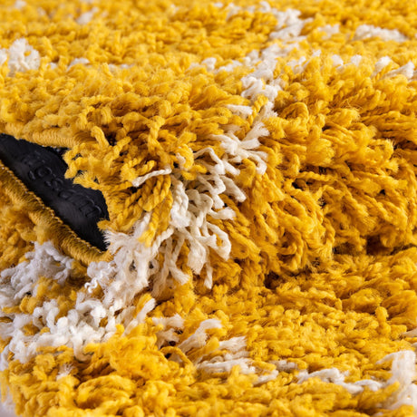 Yellow 5' 3 x 8' Trellis Shag Rectangle Area Rug Thick Soft Touch Fluffy & Plush Shaggy Pile Geometric Modern Unique Carpet for Home Interior Design for Sale at Rug Engine