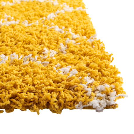 Yellow 5' 3 x 8' Trellis Shag Rectangle Area Rug Thick Soft Touch Fluffy & Plush Shaggy Pile Geometric Modern Unique Carpet for Home Interior Design for Sale at Rug Engine