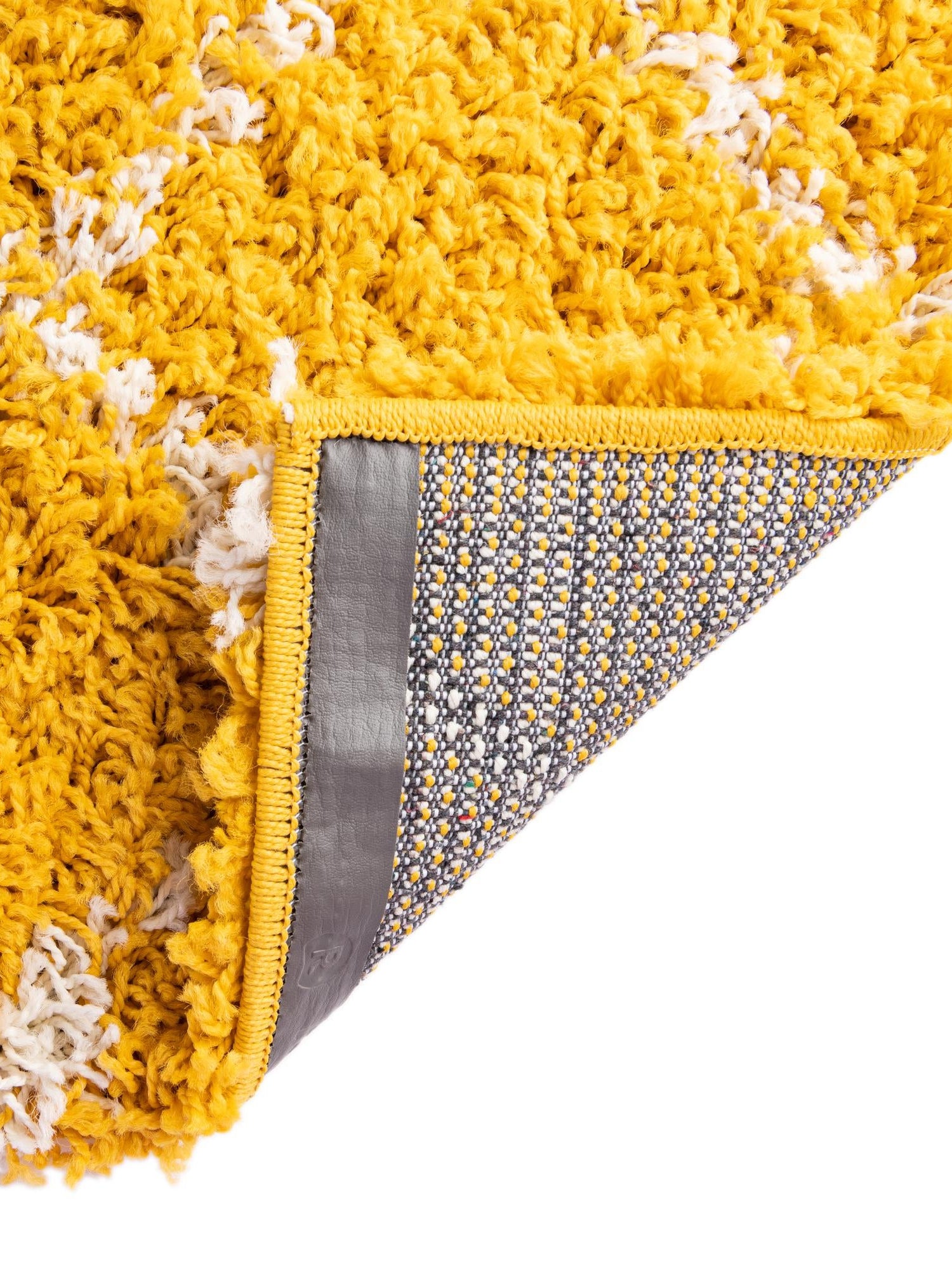 Yellow 4' x 6' Trellis Shag Rectangle Area Rug Thick Soft Touch Fluffy & Plush Shaggy Pile Geometric Modern Unique Carpet for Home Interior Design for Sale at Rug Engine