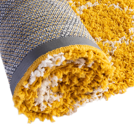 Yellow 7' 10 x 10' Trellis Shag Rectangle Area Rug Thick Soft Touch Fluffy & Plush Shaggy Pile Geometric Modern Unique Carpet for Home Interior Design for Sale at Rug Engine