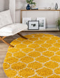 Yellow 7' 10 x 10' Trellis Shag Oval Area Rug Thick Soft Touch Fluffy & Plush Shaggy Pile