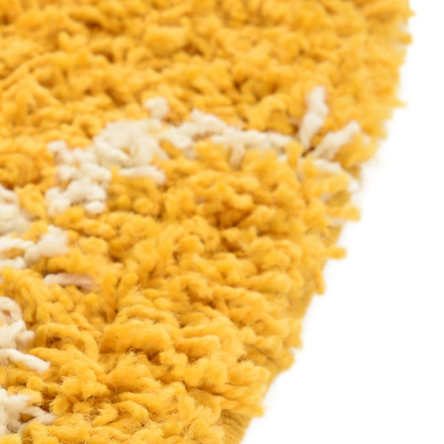 Yellow 6' x 6' Trellis Shag Round Area Rug Thick Soft Touch Fluffy & Plush Shaggy Pile