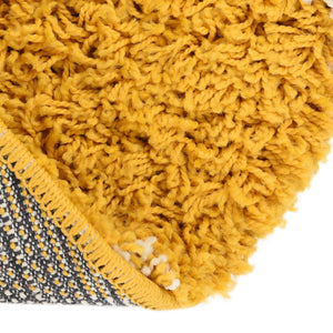 Yellow 6' x 6' Trellis Shag Round Area Rug Thick Soft Touch Fluffy & Plush Shaggy Pile