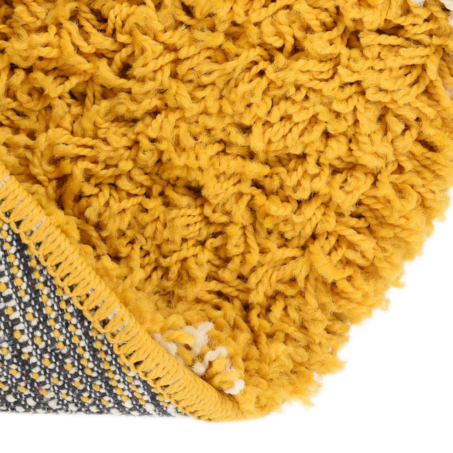 Yellow 6' x 6' Trellis Shag Round Area Rug Thick Soft Touch Fluffy & Plush Shaggy Pile