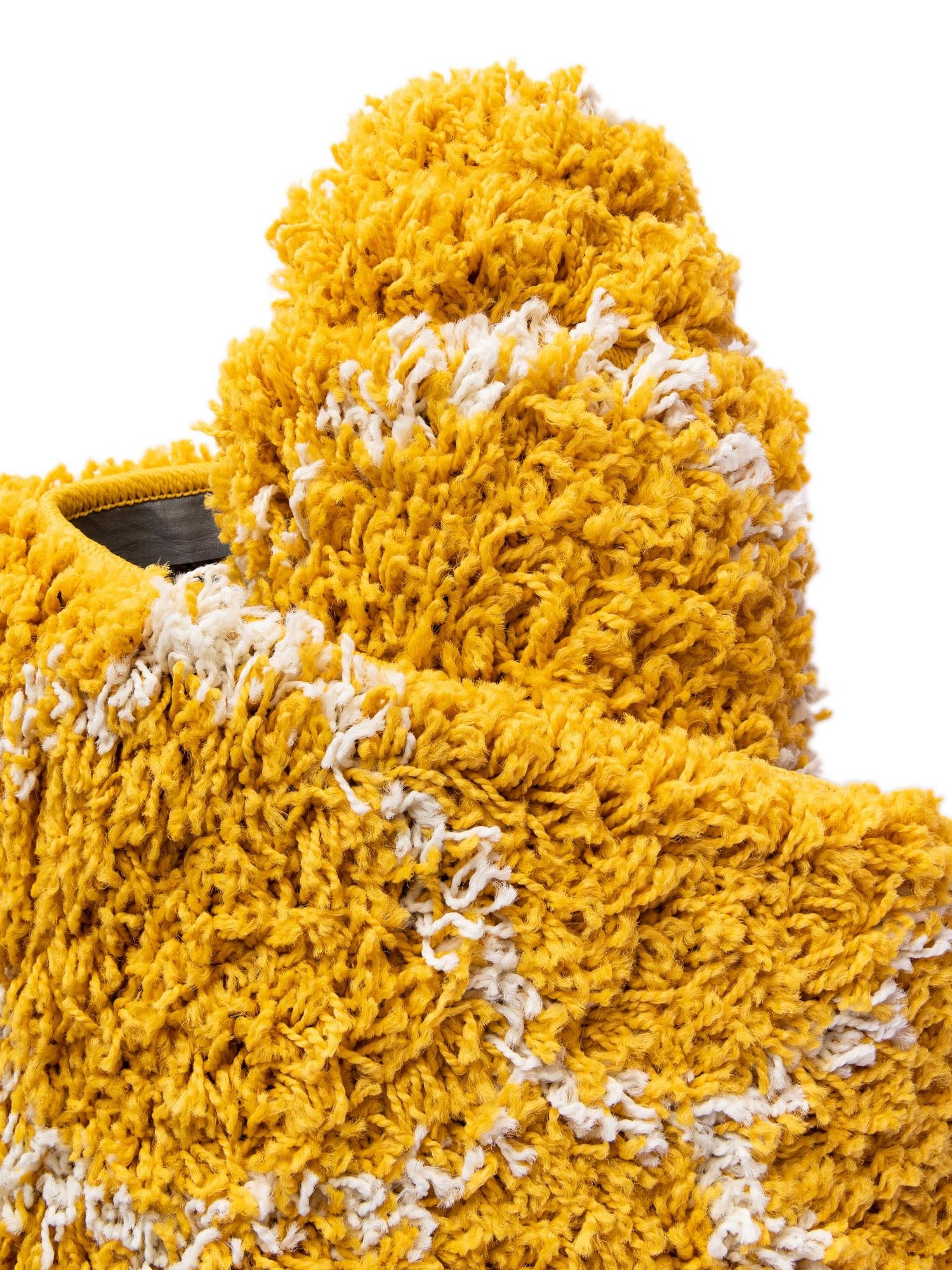Yellow 5' 3 x 5' 3 Trellis Shag Round Area Rug Thick Soft Touch Fluffy & Plush Shaggy Pile Geometric Modern Unique Carpet for Home Interior Design for Sale at Rug Engine