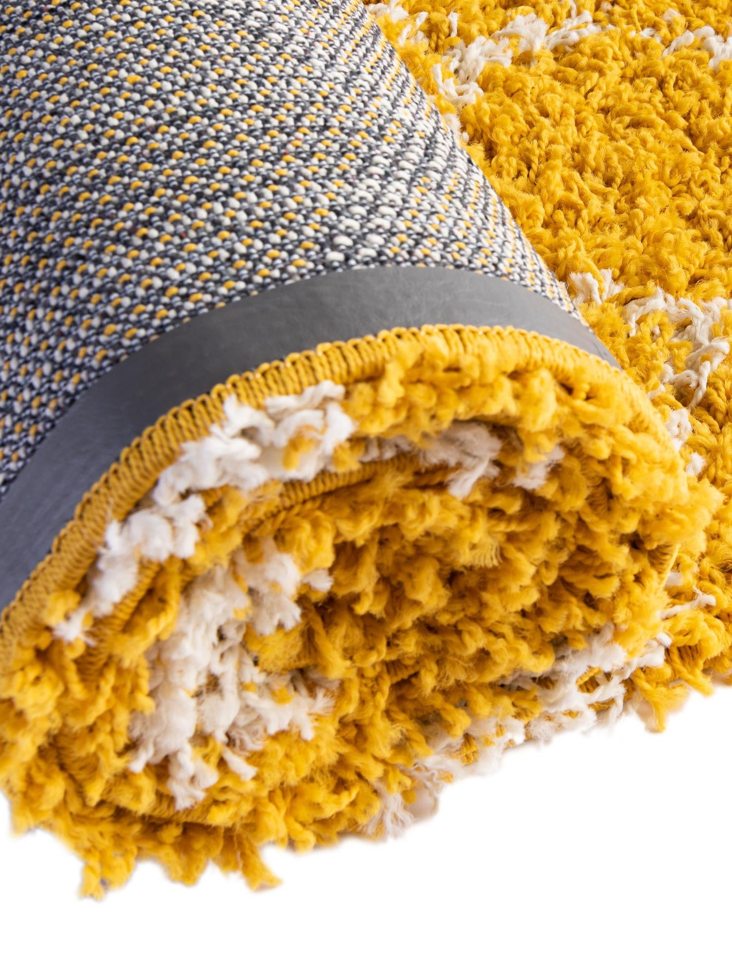 Yellow 3' 3 x 3' 3 Trellis Shag Round Area Rug Thick Soft Touch Fluffy & Plush Shaggy Pile Geometric Modern Unique Carpet for Home Interior Design for Sale at Rug Engine