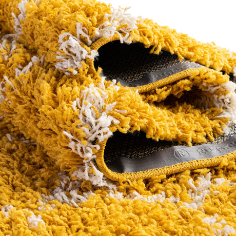 Yellow 10' x 10' Trellis Shag Round Area Rug Thick Soft Touch Fluffy & Plush Shaggy Pile