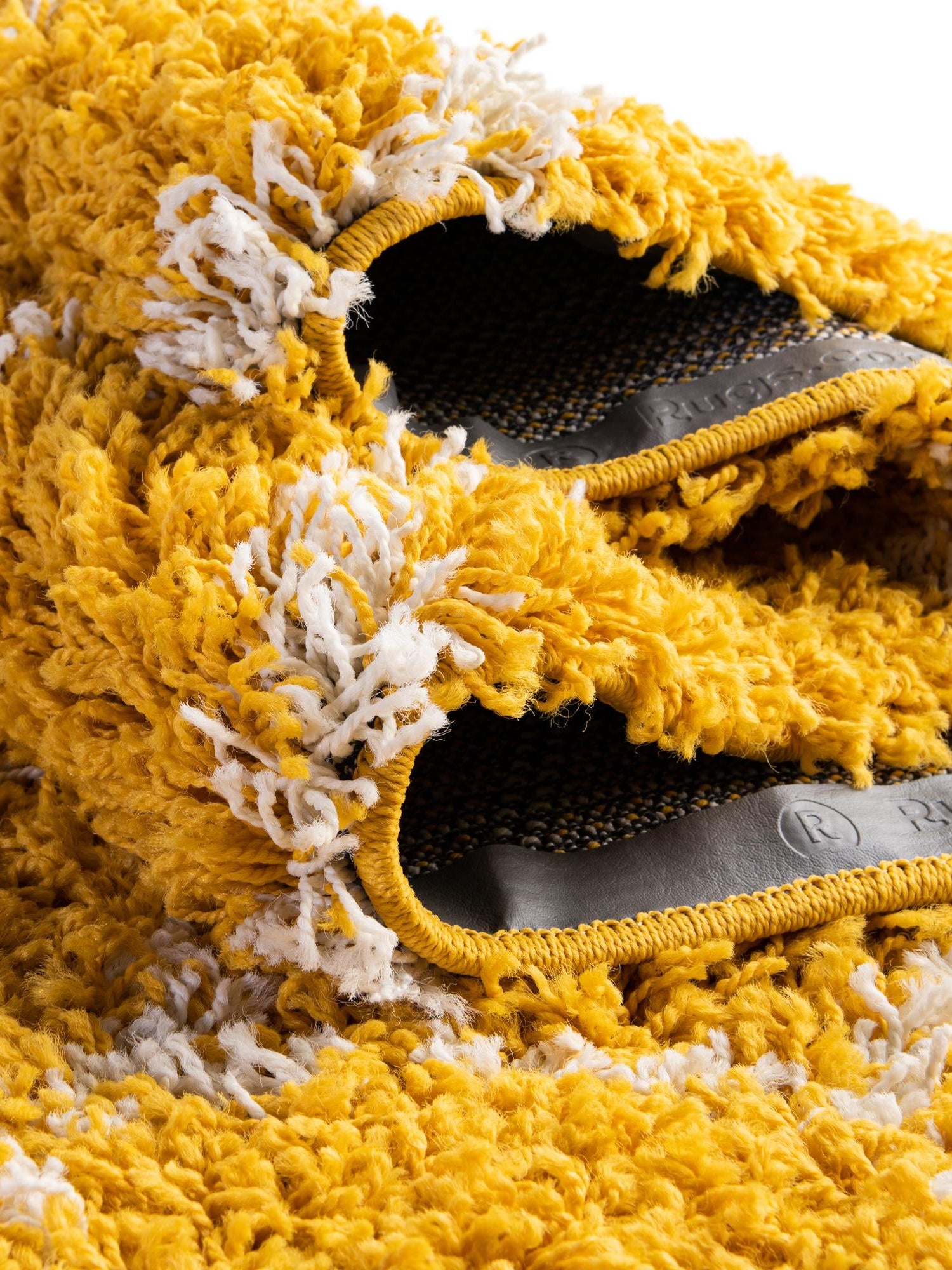 Yellow 4' x 4' Trellis Shag Square Area Rug Thick Soft Touch Fluffy & Plush Shaggy Pile Geometric Modern Unique Carpet for Home Interior Design for Sale at Rug Engine