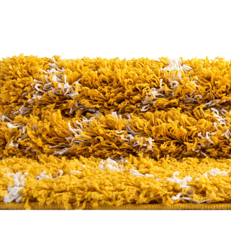 Yellow 4' x 4' Trellis Shag Square Area Rug Thick Soft Touch Fluffy & Plush Shaggy Pile Geometric Modern Unique Carpet for Home Interior Design for Sale at Rug Engine