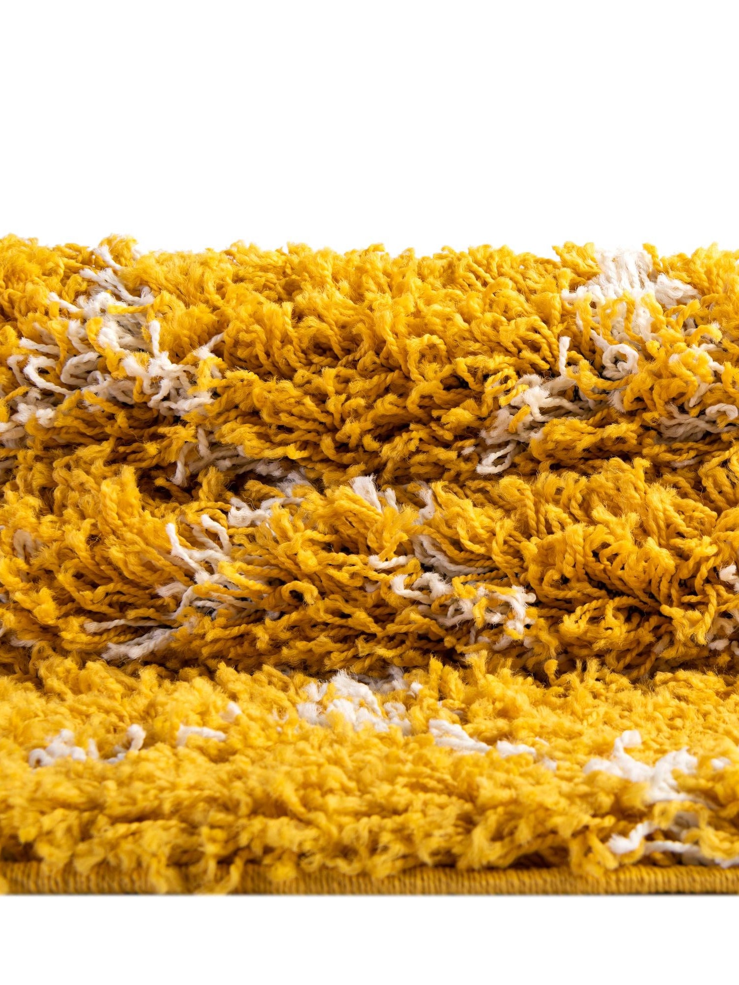 Yellow 6' x 6' Trellis Shag Square Area Rug Thick Soft Touch Fluffy & Plush Shaggy Pile Geometric Modern Unique Carpet for Home Interior Design for Sale at Rug Engine