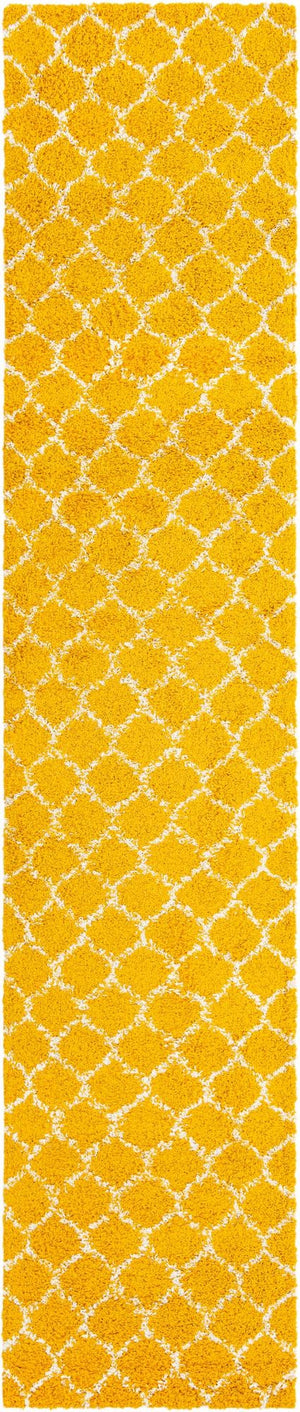 Yellow 3' 3 x 16' 5 Trellis Shag Runner Area Rug Thick Soft Touch Fluffy & Plush Shaggy Pile