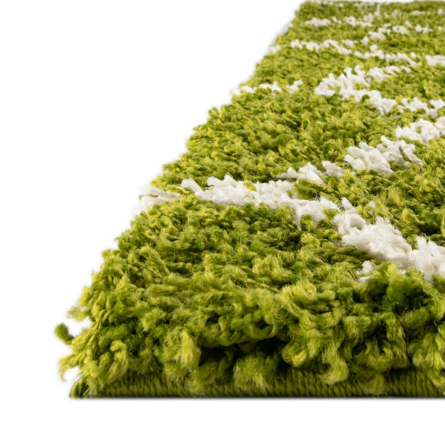 Green 5' 3 x 8' Trellis Shag Rectangle Area Rug Thick Soft Touch Fluffy & Plush Shaggy Pile