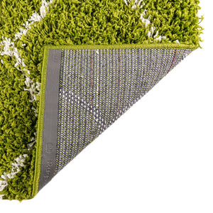Green 5' 3 x 8' Trellis Shag Rectangle Area Rug Thick Soft Touch Fluffy & Plush Shaggy Pile