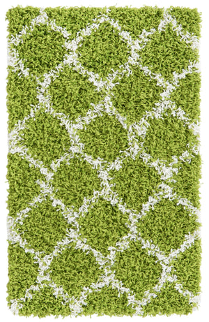 Green 2' x 3' Trellis Shag Rectangle Area Rug Thick Soft Touch Fluffy & Plush Shaggy Pile
