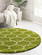Green 7' 10 x 7' 10 Trellis Shag Round Area Rug Thick Soft Touch Fluffy & Plush Shaggy Pile
