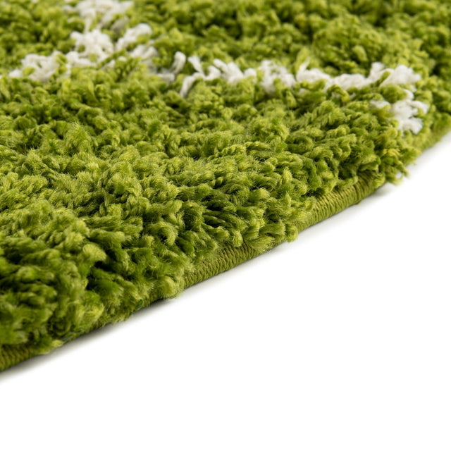 Green 7' 10 x 7' 10 Trellis Shag Round Area Rug Thick Soft Touch Fluffy & Plush Shaggy Pile