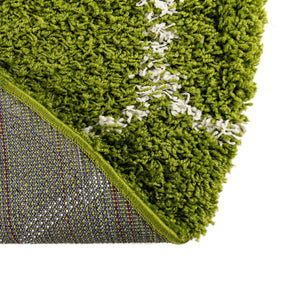 Green 7' 10 x 7' 10 Trellis Shag Round Area Rug Thick Soft Touch Fluffy & Plush Shaggy Pile