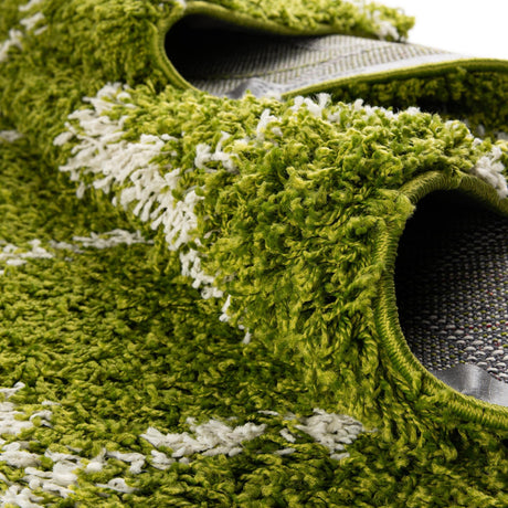 Green 6' x 6' Trellis Shag Square Area Rug Thick Soft Touch Fluffy & Plush Shaggy Pile