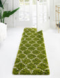 Green 2' x 6' Trellis Shag Runner Area Rug Thick Soft Touch Fluffy & Plush Shaggy Pile