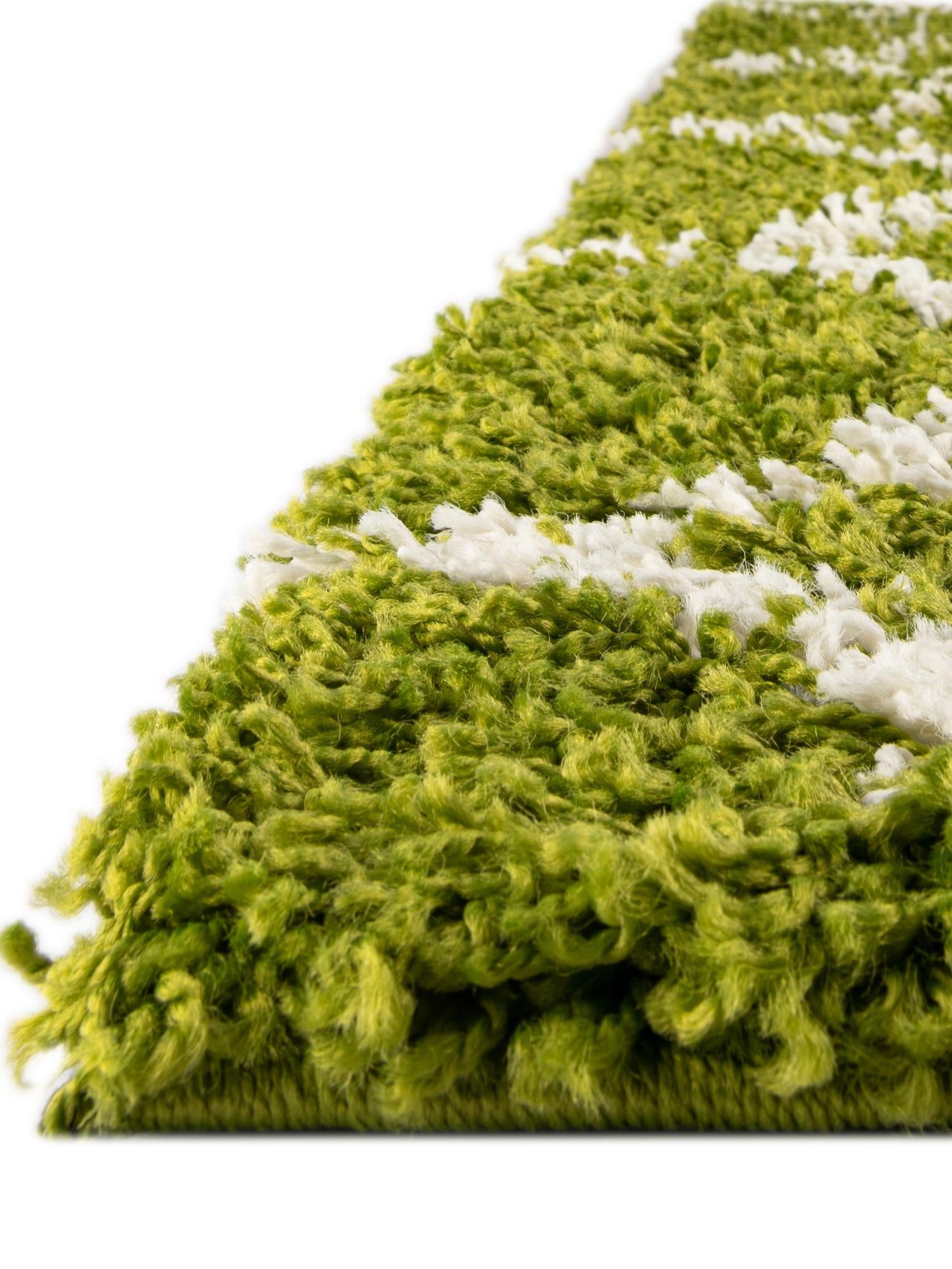 Green 2' x 6' Trellis Shag Runner Area Rug Thick Soft Touch Fluffy & Plush Shaggy Pile Geometric Modern Unique Carpet for Home Interior Design for Sale at Rug Engine