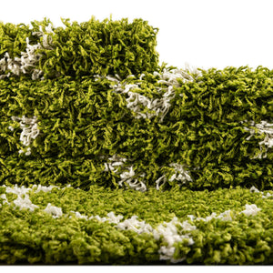 Green 2' x 7' Trellis Shag Runner Area Rug Thick Soft Touch Fluffy & Plush Shaggy Pile