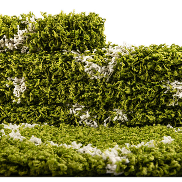 Green 2' x 7' Trellis Shag Runner Area Rug Thick Soft Touch Fluffy & Plush Shaggy Pile