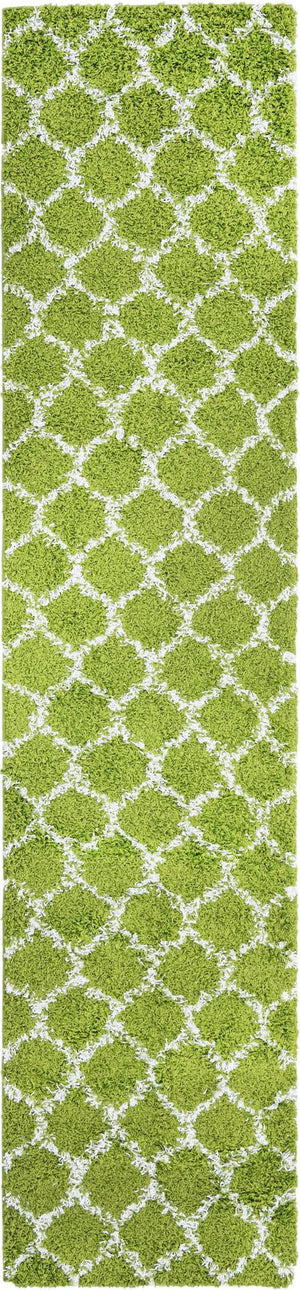 Green 2' 7 x 12' Trellis Shag Runner Area Rug Thick Soft Touch Fluffy & Plush Shaggy Pile